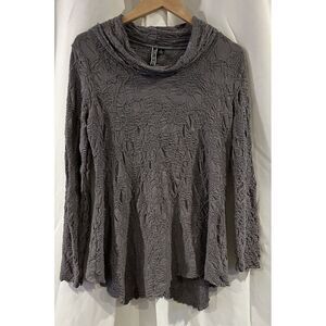 SnoSkins Gray Black Textured‎ Women's Long Sleeve Turtle Neck USA Large